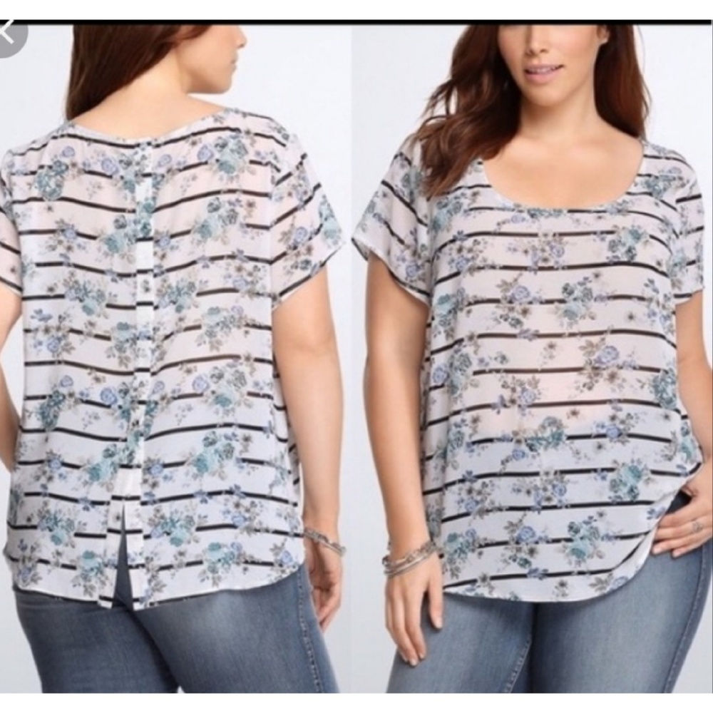 Torrid floral open back shirt size 4